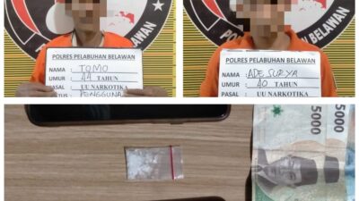 Pengedar dan Pengguna Sabu Dibekuk Sat Narkoba Polres Belawan