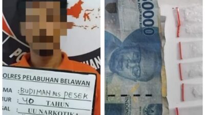 Sempat Lari Dari Kejaran Petugas, Pengedar Shabu di Titi Papan Ditangkap Sat Narkoba Polres Pelabuhan Belawan