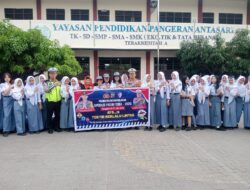 Sat Lantas Polres Pelabuhan Belawan Sosialisasikan Operasi Patuh Toba 2025 kepada Pelajar di Marelan