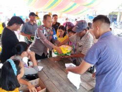 Polres Pakpak Bharat Gelar Pasar Pangan Murah Masyarakat Serbu Pasar Rakyat Sukaramai Beli Beras SPHP.