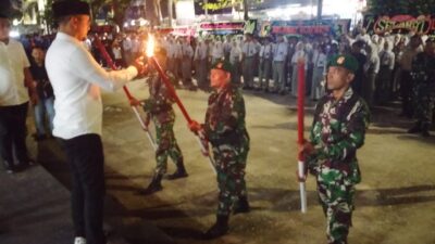 Danramil 11/KP hadiri kegiatan Taptu dan Pawai Obor dalam rangka memperingati HUT RI ke 80.