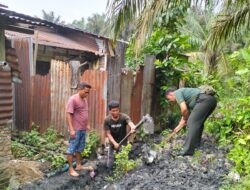 Koramil 01/AK Bersama Masyarakat Membersihkan Parit Pemukiman Warga