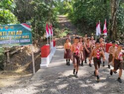 Kodim 0213/Nias Rampungkan Pembangunan Jembatan Aramco di Desa Botombawo