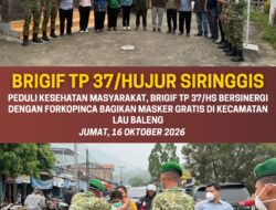 Brigif TP 37/HS dan Forkopinca Lau Baleng Bagikan Masker Gratis di Tengah Kabut Asap