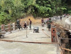 Kodim 0205/TK Bangun Jembatan Beton di Karo, Progres Capai 60 Persen